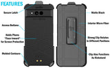 Black Rotating Belt Clip Holster Holder Case for Sonim XP Pro Thermal X802 Phone