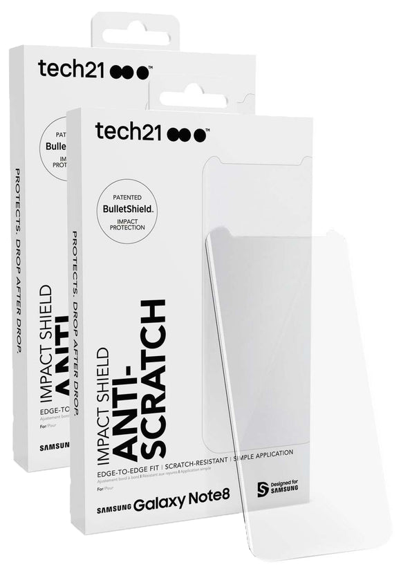 2x Tech21 Impact Shield Anti-Scratch Screen Protector for Samsung Galaxy Note 8