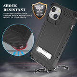 Rugged Hybrid Anti-Shock Case Cover with Metal Kickstand and Strap for iPhone 13
