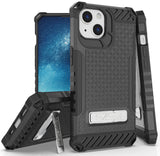 Rugged Hybrid Anti-Shock Case Cover with Metal Kickstand and Strap for iPhone 13