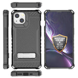 Rugged Hybrid Anti-Shock Case Cover with Metal Kickstand and Strap for iPhone 13
