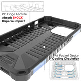 Rugged Hybrid Anti-Shock Case Cover with Metal Kickstand and Strap for iPhone 13