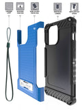 Rugged Hybrid Anti-Shock Case Cover with Metal Kickstand and Strap for iPhone 13