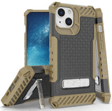 Rugged Hybrid Anti-Shock Case Cover with Metal Kickstand and Strap for iPhone 13