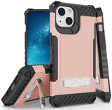 Rugged Hybrid Anti-Shock Case Cover with Metal Kickstand and Strap for iPhone 13