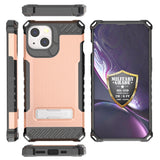 Rugged Hybrid Anti-Shock Case Cover with Metal Kickstand and Strap for iPhone 13