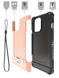 Rugged Hybrid Anti-Shock Case Cover with Metal Kickstand and Strap for iPhone 13