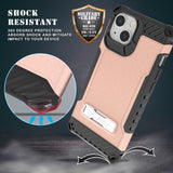 Rugged Hybrid Anti-Shock Case Cover with Metal Kickstand and Strap for iPhone 13