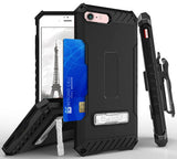 Tri-Shield Rugged Case Stand Card Slot Strap and Belt Clip for iPhone 8, 7