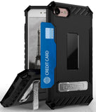 Tri-Shield Rugged Case Metal Stand Card Slot and Strap for iPhone SE 2022/2020