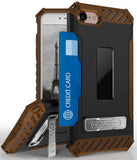 Tri-Shield Rugged Case Metal Stand Card Slot and Strap for iPhone SE 2022/2020