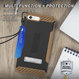 Tri-Shield Rugged Case Metal Stand Card Slot and Strap for iPhone SE 2022/2020