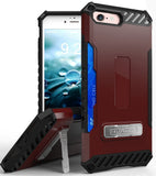 Tri-Shield Rugged Case Metal Stand Card Slot and Strap for iPhone SE 2022/2020