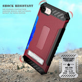 Tri-Shield Rugged Case Metal Stand Card Slot and Strap for iPhone SE 2022/2020