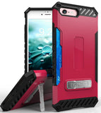 Tri-Shield Rugged Case Metal Stand Card Slot and Strap for iPhone SE 2022/2020