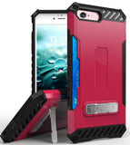 Tri-Shield Rugged Case Metal Stand Card Slot and Strap for iPhone SE 2022/2020