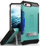 Tri-Shield Rugged Case Metal Stand Card Slot and Strap for iPhone SE 2022/2020