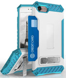 Tri-Shield Rugged Case Metal Stand Card Slot and Strap for iPhone SE 2022/2020