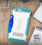 Tri-Shield Rugged Case Metal Stand Card Slot and Strap for iPhone SE 2022/2020