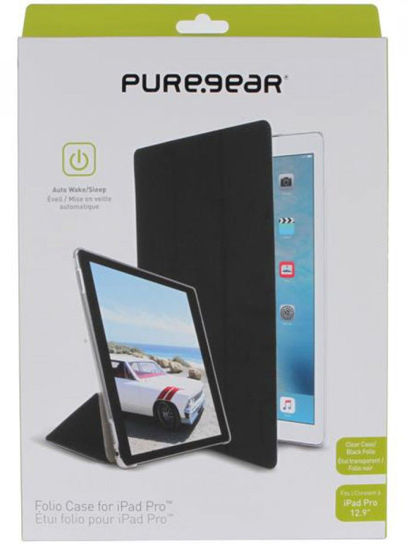 PUREGEAR BLACK/CLEAR SLIM FOLIO CASE COVER STAND FOR APPLE iPAD PRO 12.9