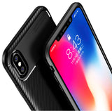 Black Carbon Fiber Flex TPU Gel Skin Case Cover for Apple iPhone X Xs 10 10s