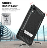 Tri-Shield Rugged Case Cover Metal Stand + Wrist Strap for Apple iPhone XR 6.1"