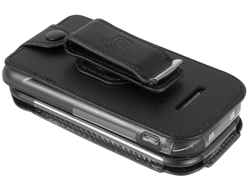 Nakedcellphone Case for Consumer Cellular Iris Flip Phone - Vegan Leather with Belt Clip