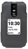 Black Vegan Leather Case with Belt Clip Screen Cover for Jitterbug Flip 3 Phone