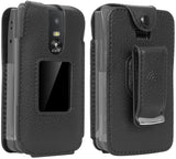 Black Vegan Leather Case with Belt Clip Screen Cover for Jitterbug Flip 3 Phone