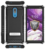 Tri-Shield Rugged Case Cover with Kickstand Lanyard Strap for LG Harmony 3