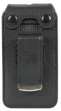Black Vegan Leather Case with Metal Belt Clip for Lively Jitterbug Flip 2 Phone