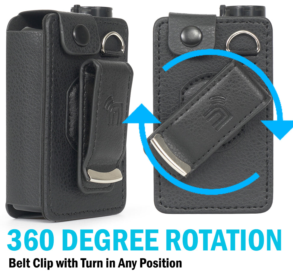 Black Leather Case with Belt Clip Screen Cover for Medtronic