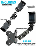 Combo Fence & Magnetic Post Mount for Gamechanger, Cell Phone, Mevo Start, GoPro