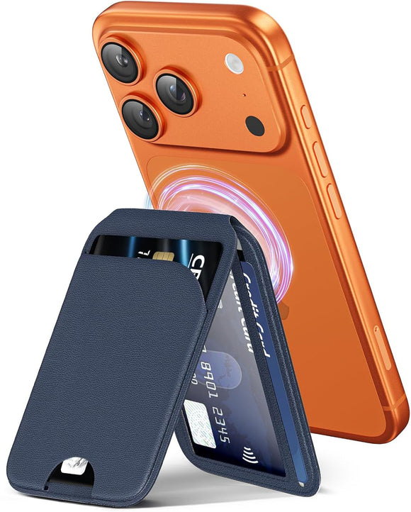 Leather Wallet RFID Card Holder Stand for iPhone (Compatible with Magsafe Case)
