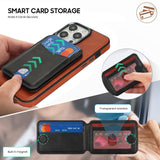 Leather Wallet RFID Credit Card ID Holder for iPhone Compatible w/ Magsafe Case