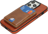 Leather Wallet RFID Credit Card ID Holder for iPhone Compatible w/ Magsafe Case