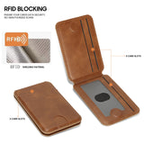 Leather Wallet RFID Credit Card ID Holder for iPhone Compatible w/ Magsafe Case