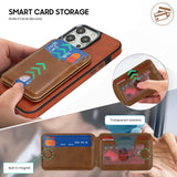 Leather Wallet RFID Credit Card ID Holder for iPhone Compatible w/ Magsafe Case
