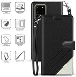 Wallet Case Credit Card Slot Cover Stand Wrist Strap for Galaxy Note 20 Ultra