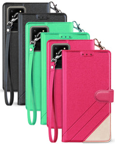 Wallet Case Credit Card Slot Cover Stand Wrist Strap for Galaxy Note 20 Ultra