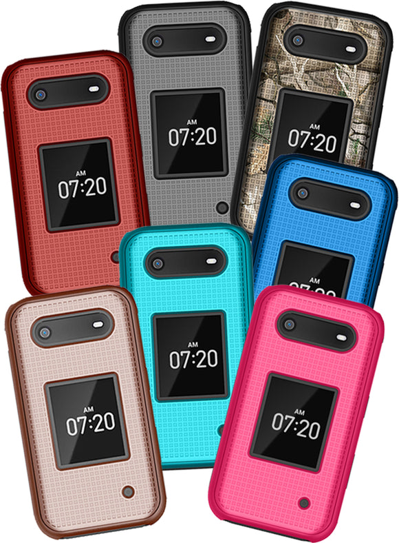 Grid Texture Hard Shell Case Cover for Nokia 2760 2780 Flip Phone (N139DL)