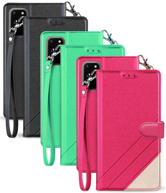 Wallet Case Credit Card Slot Cover Stand Wrist Strap for Samsung Galaxy Note 20