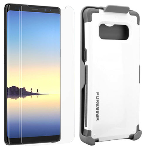 PureGear White Dualtek Case Belt Clip Tech21 Screen Protector for Galaxy Note 8