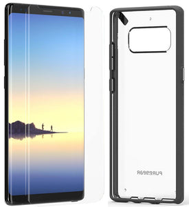 PureGear Black/Clear Slim Shell Case + Tech21 Screen Protector for Galaxy Note 8