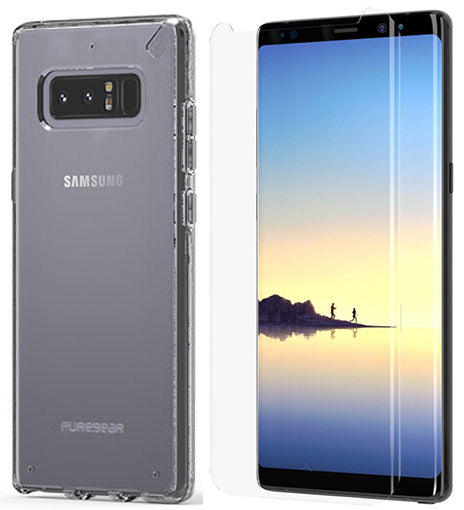 PureGear Clear Slim Shell Case Cover + Tech21 Screen Protector for Galaxy Note 8