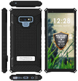 Tri-Shield Rugged Case Cover Metal Stand + Wrist Strap for Samsung Galaxy Note 9