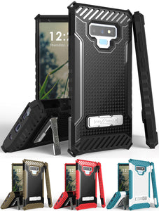 Tri-Shield Rugged Case Cover Metal Stand + Wrist Strap for Samsung Galaxy Note 9