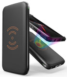 BLACK QI WIRELESS CHARGER PAD 8000mAh PORTABLE BATTERY POWER BANK FOR CELL PHONE