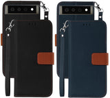 Durable Wallet Case Credit Card Slot and Wrist Strap Lanyard for Google Pixel 6