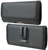 Black Vegan Leather Case Pouch Metal Belt Clip for Nokia C300 C110 G310